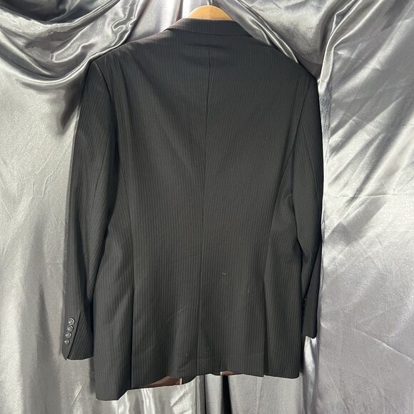 Caravelli 2-Pc Men's Suit Black Pin Superior 150s Blazer 44R Pants 38x44 FLAWS - Picture 9 of 16